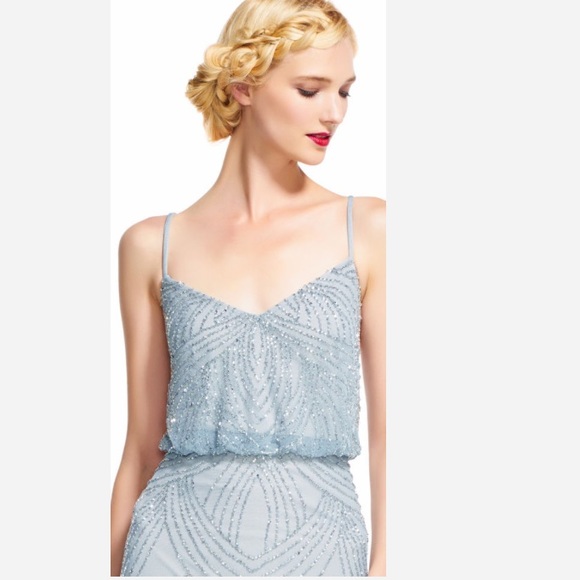 Adrianna Papell Art Deco Beaded Blouson Dress - Picture 8 of 10